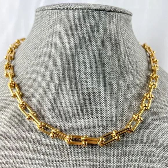 Gold Chunky Chain Necklace Thick Gold Chain Necklace U Chain Necklace Choker - Picture 6 of 8